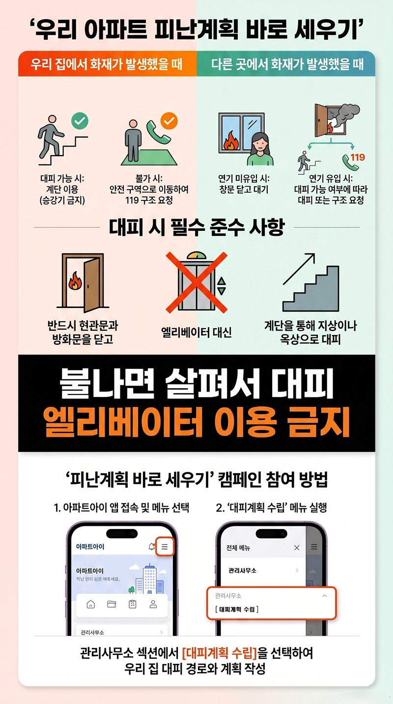 우리 아파트 피난계획 바로 세우기 안내문
