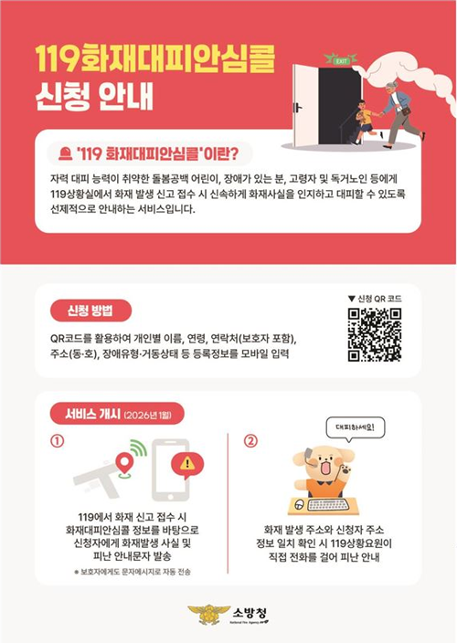 119화재대피안심콜 신청 안내